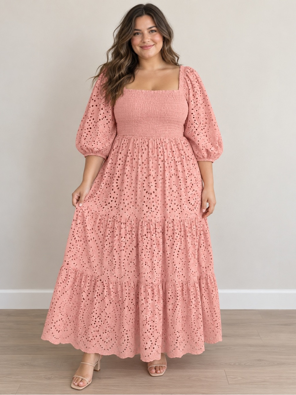 City Chic Brodie Peach Maxi Dress Size 16 NWT